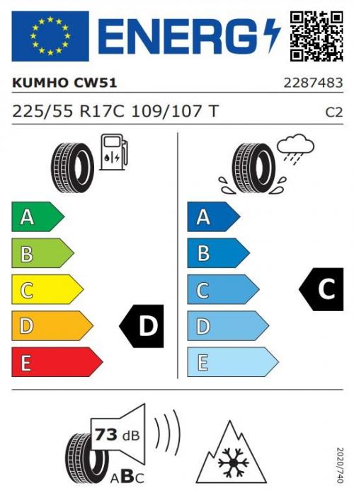 Eticheta Energetica Anvelope  225 55 R17C Kumho Cw51 