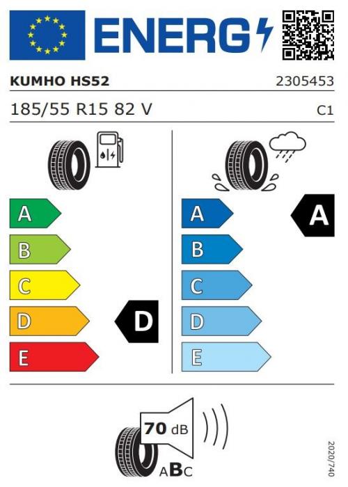 Eticheta Energetica Anvelope  185 55 R15 Kumho Hs52 