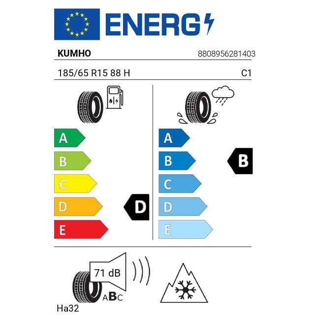Eticheta Energetica Anvelope  185 65 R15 Kumho Ha32 