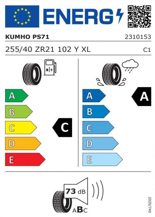 Eticheta Energetica Anvelope  255 40 R21 Kumho Ps71 Suv 