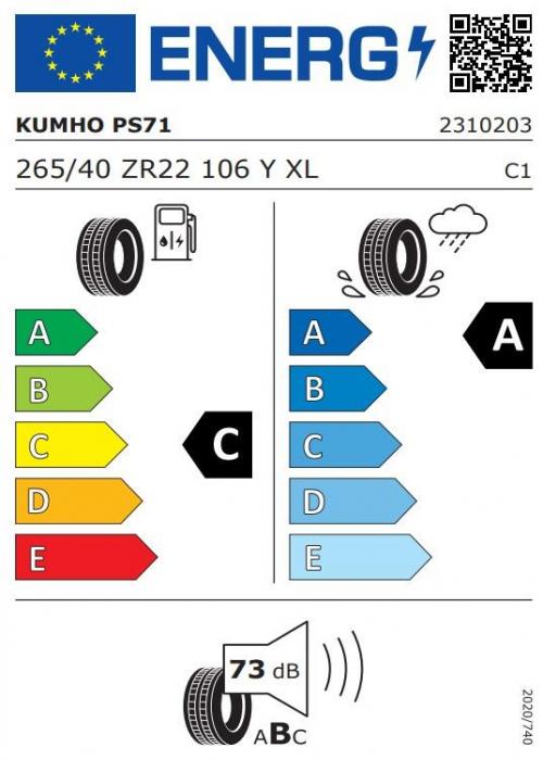Eticheta Energetica Anvelope  265 40 R22 Kumho Ps71 Suv 