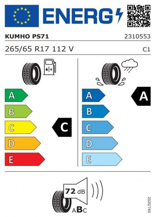 Eticheta Energetica Anvelope  265 65 R17 Kumho Ps71 Suv 