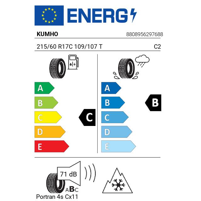 Eticheta Energetica Anvelope  215 60 R17C Kumho Portran 4s Cx11 