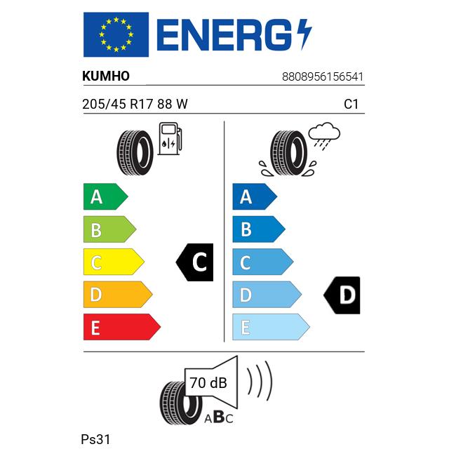 Eticheta Energetica Anvelope  205 45 R17 Kumho Ps31 