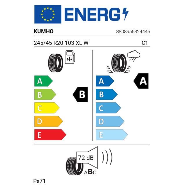 Eticheta Energetica Anvelope  245 45 R20 Kumho Ps71 