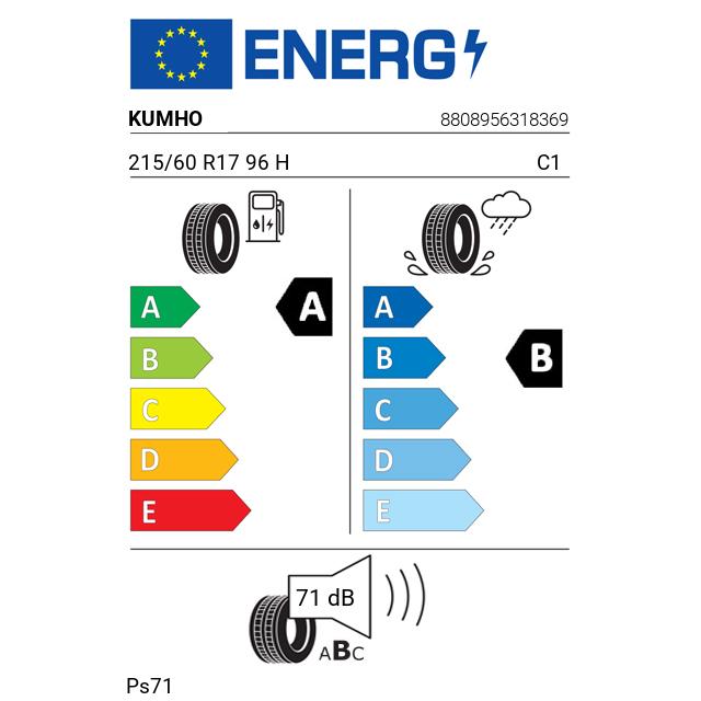 Eticheta Energetica Anvelope  215 60 R17 Kumho Ps71 