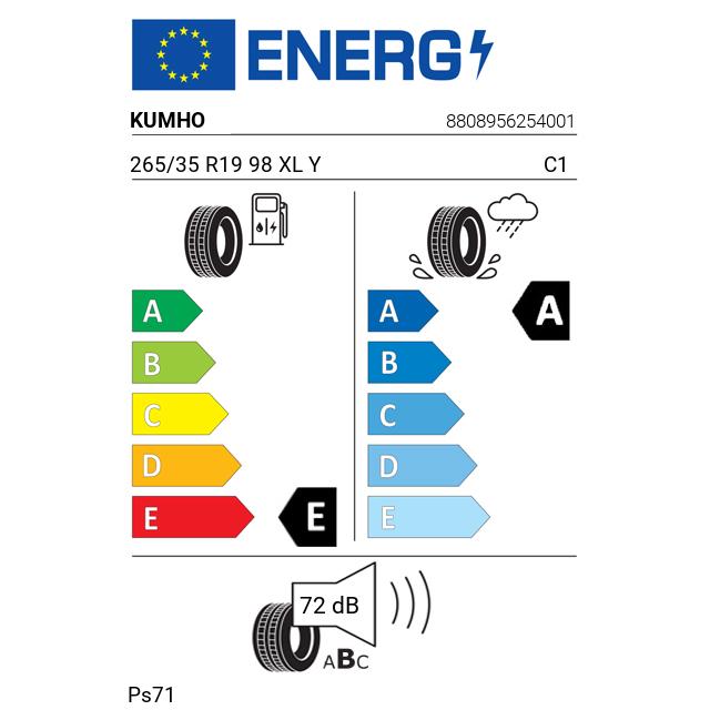 Eticheta Energetica Anvelope  265 35 R19 Kumho Ps71 