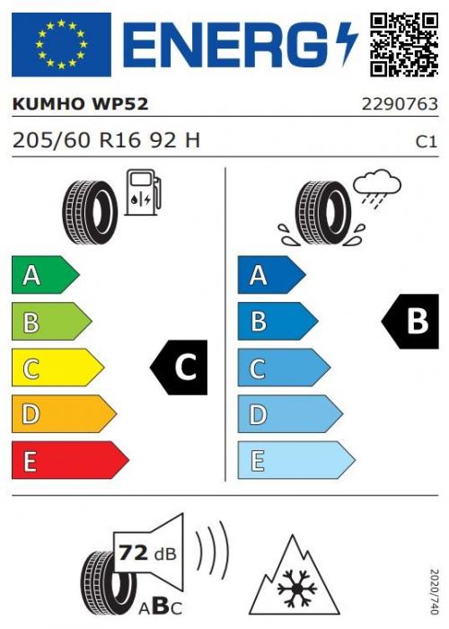 Eticheta Energetica Anvelope  205 60 R16 Kumho Wp52 