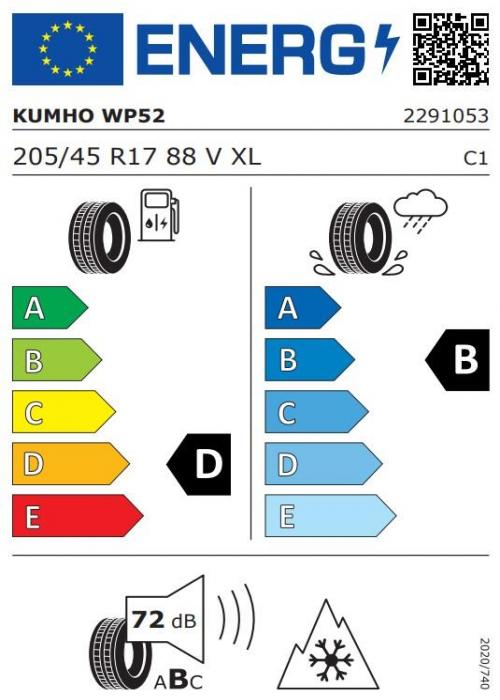 Eticheta Energetica Anvelope  205 45 R17 Kumho Wp52 