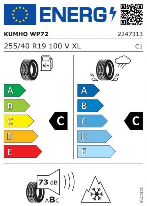 Eticheta Energetica Anvelope  255 40 R19 Kumho Wp72 