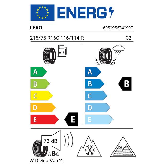 Eticheta Energetica Anvelope  215 75 R16C Leao W D Grip Van 2 