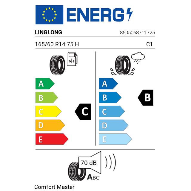 Eticheta Energetica Anvelope  165 60 R14 Linglong Comfort Master 