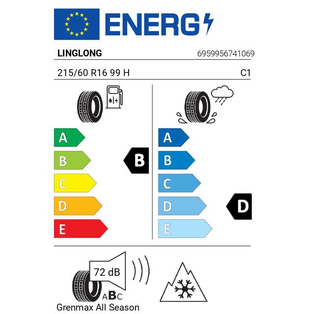 Eticheta Energetica Anvelope  215 60 R16 Linglong Grenmax  