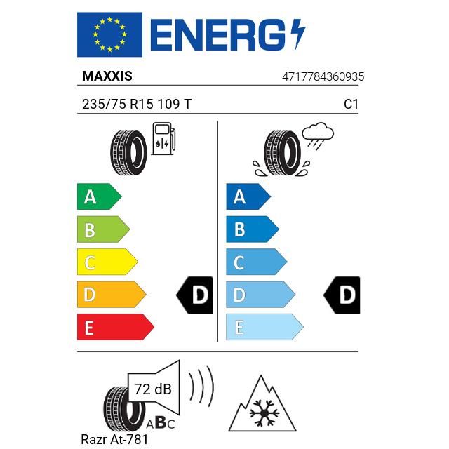 Eticheta Energetica Anvelope  235 75 R15 Maxxis Razr At-781 