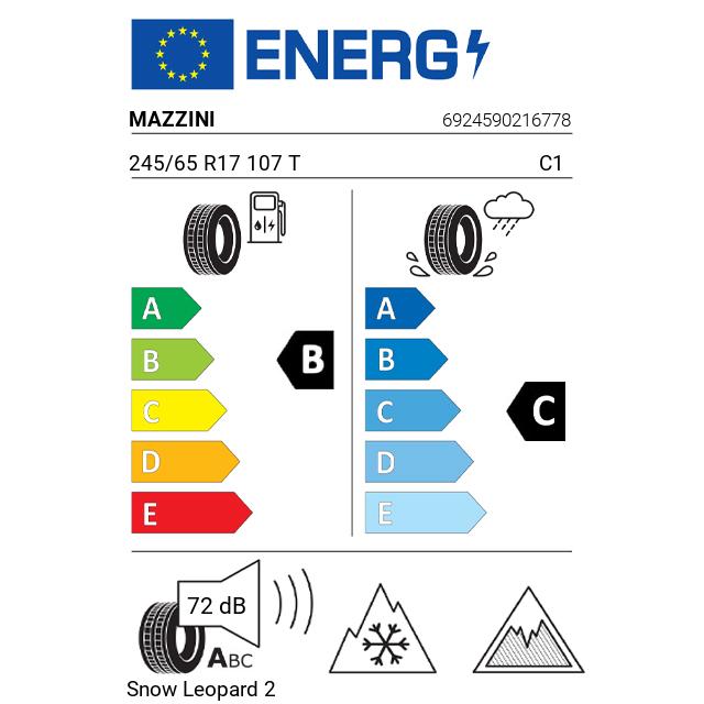 Eticheta Energetica Anvelope  245 65 R17 Mazzini Snow Leopard 2 