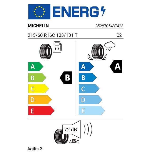 Eticheta Energetica Anvelope  215 60 R16C Michelin Agilis 3 