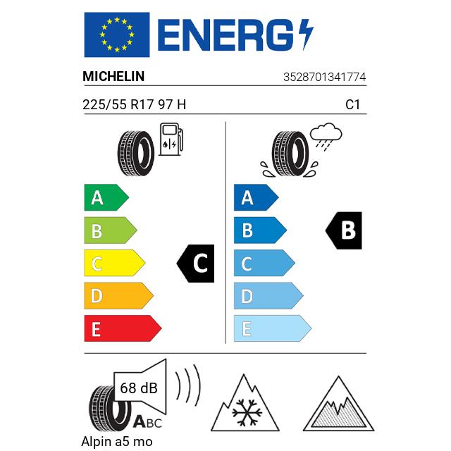 Eticheta Energetica Anvelope  225 55 R17 Michelin Alpin A5 Mo 