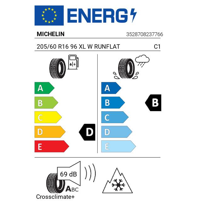 Eticheta Energetica Anvelope  205 60 R16 Michelin Crossclimate+ 