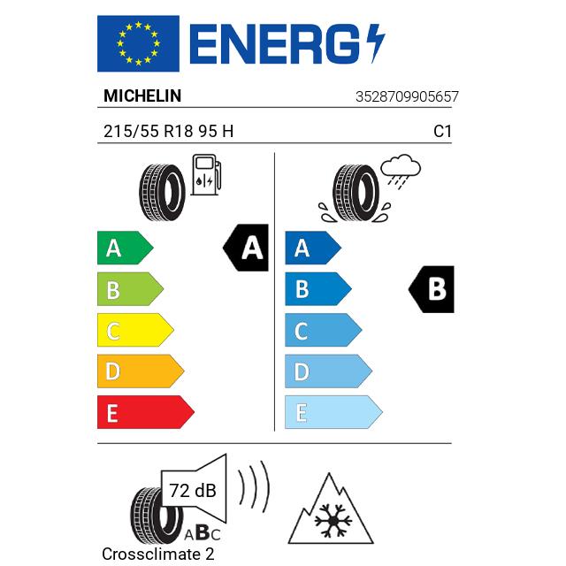 Eticheta Energetica Anvelope  215 55 R18 Michelin Crossclimate 2 