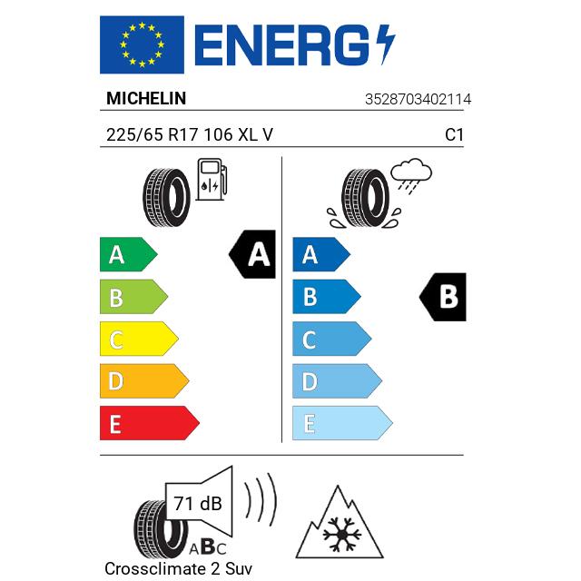 Eticheta Energetica Anvelope  225 65 R17 Michelin Crossclimate 2 Suv 