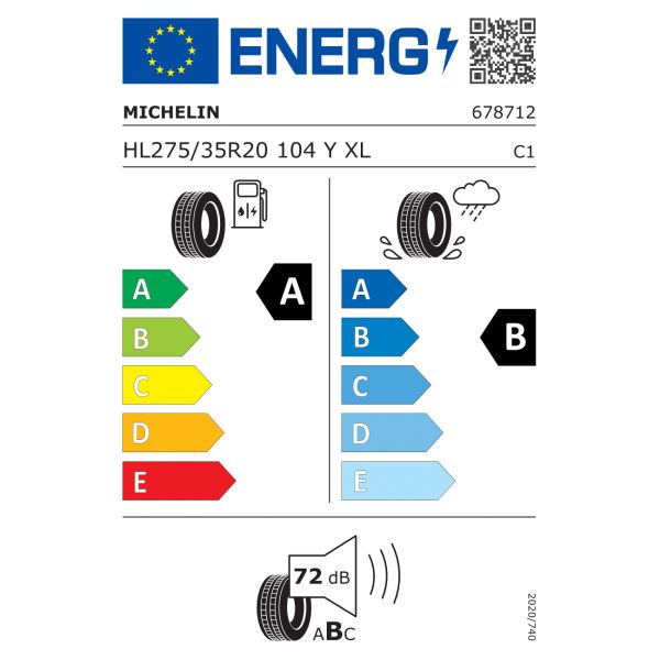 Eticheta Energetica Anvelope  275 35 R20 Michelin E Primacy 