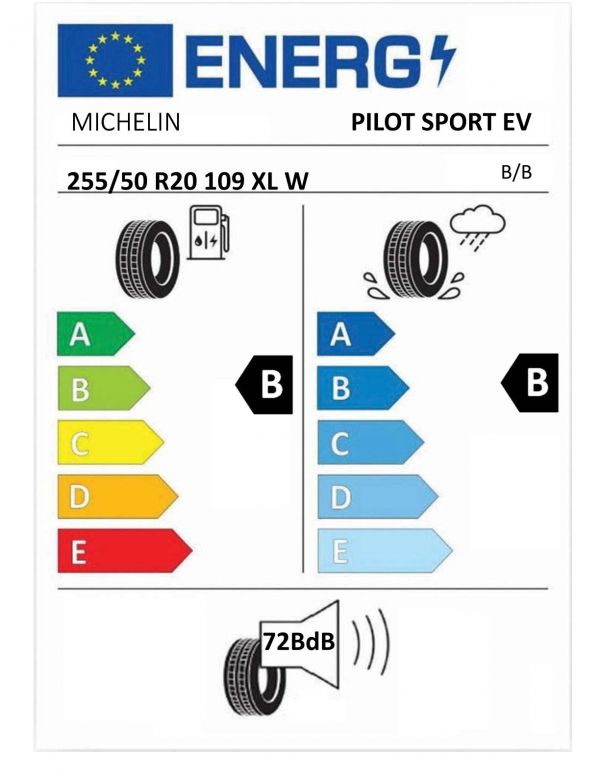 Eticheta Energetica Anvelope  255 50 R20 Michelin Pilot Sport Ev 