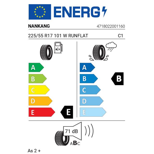 Eticheta Energetica Anvelope  225 55 R17 Nankang As 2 + 