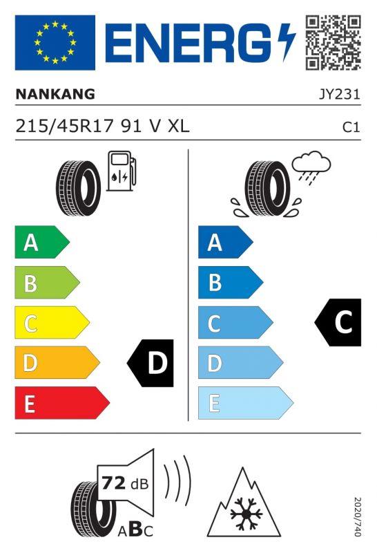 Eticheta Energetica Anvelope  215 45 R17 Nankang Sv-3 