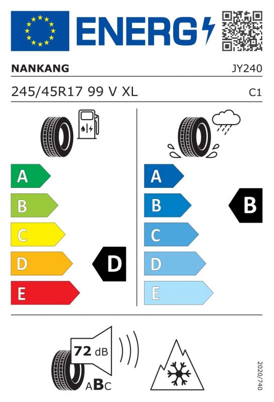 Eticheta Energetica Anvelope  245 45 R17 Nankang Sv-3 