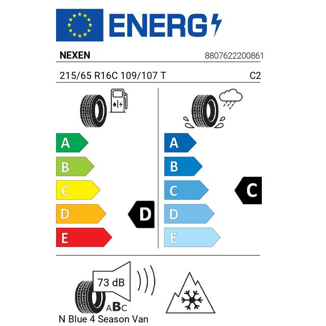 Eticheta Energetica Anvelope  215 65 R16C Nexen N Blue 4 Season Van 