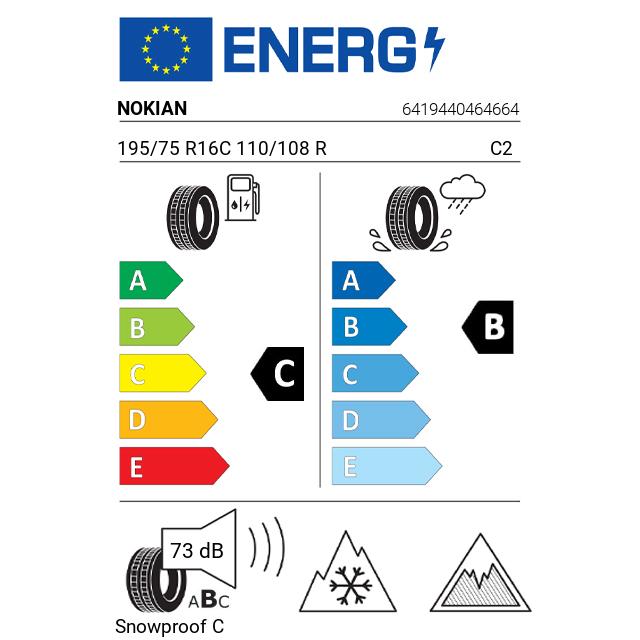 Eticheta Energetica Anvelope  195 75 R16C Nokian Snowproof C 