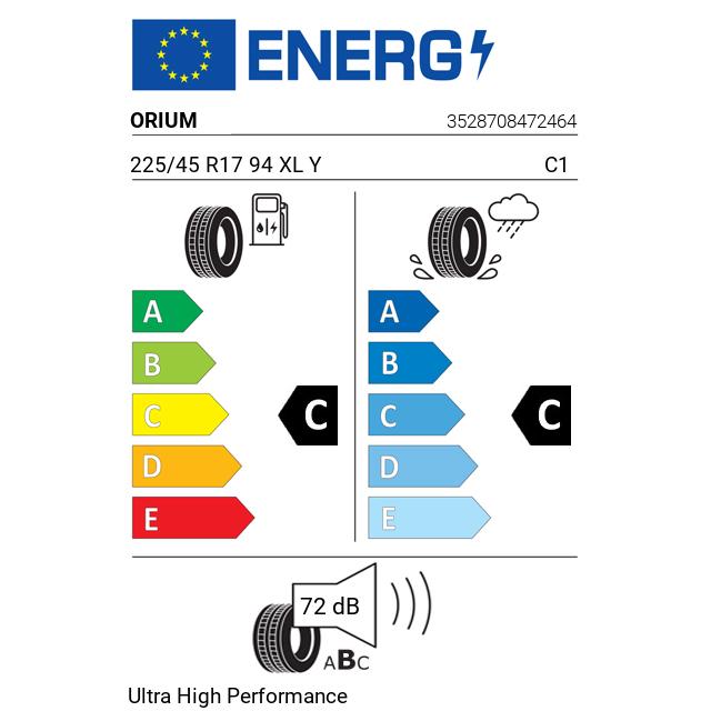 Eticheta Energetica Anvelope  225 45 R17 Orium Ultra High Performance 