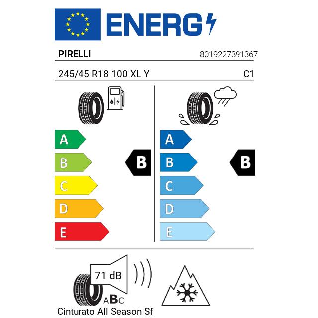Eticheta Energetica Anvelope  245 45 R18 Pirelli Cinturato  Sf 2 