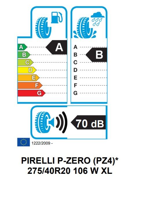 Eticheta Energetica Anvelope  275 40 R20 Pirelli P Zero New Pz4 