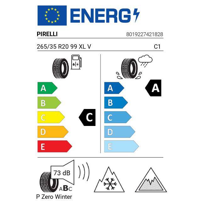 Eticheta Energetica Anvelope  265 35 R20 Pirelli P Zero Winter 