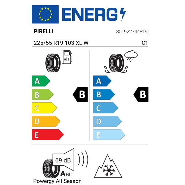 Eticheta Energetica Anvelope  225 55 R19 Pirelli Powergy  