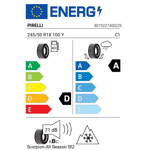 Eticheta Energetica Anvelope  245 50 R18 Pirelli Scorpion  Sf2 