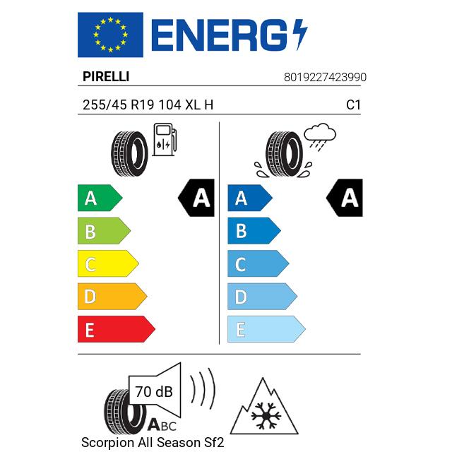 Eticheta Energetica Anvelope  255 45 R19 Pirelli Scorpion  Sf2 