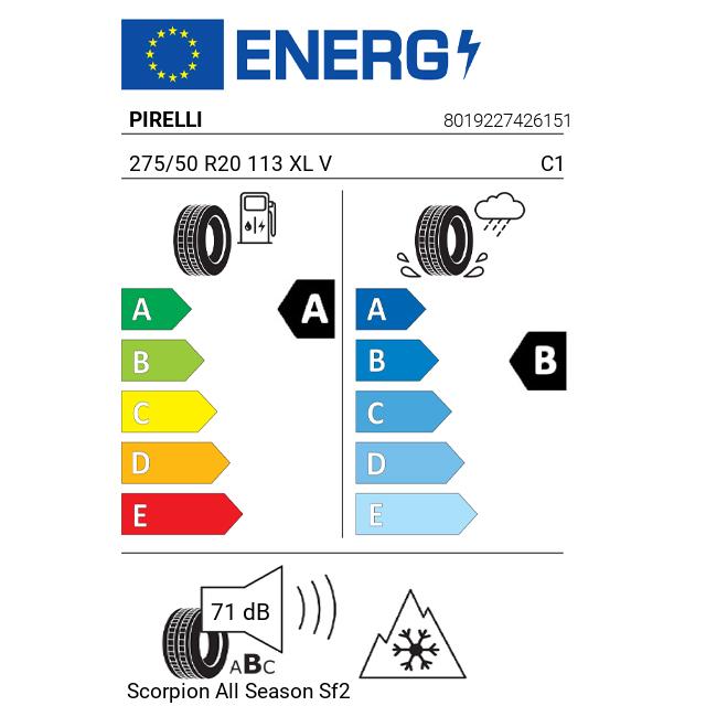 Eticheta Energetica Anvelope  275 50 R20 Pirelli Scorpion  Sf2 