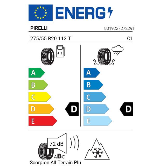 Eticheta Energetica Anvelope  275 55 R20 Pirelli Scorpion All Terrain Plus 