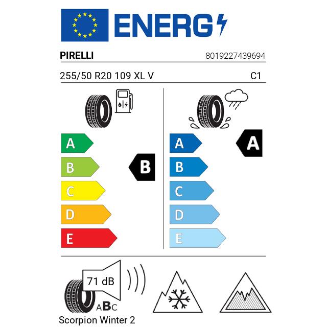 Eticheta Energetica Anvelope  255 50 R20 Pirelli Scorpion Winter 2 