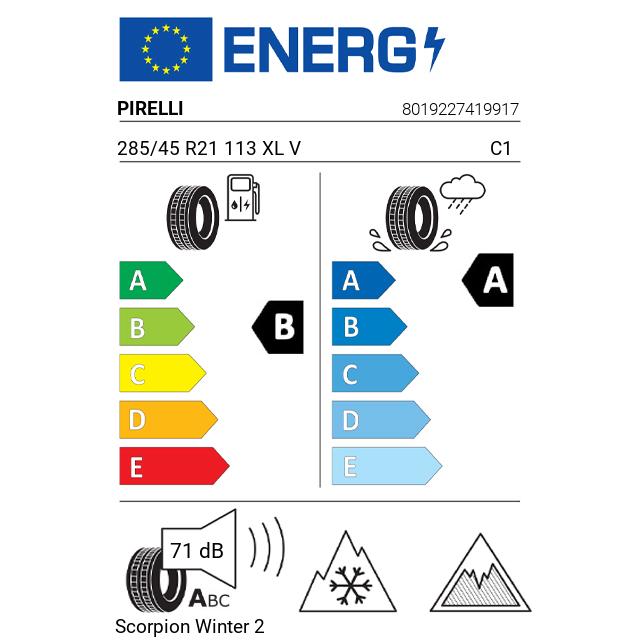 Eticheta Energetica Anvelope  285 45 R21 Pirelli Scorpion Winter 2 