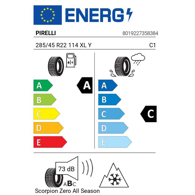 Eticheta Energetica Anvelope  285 45 R22 Pirelli Scorpion Zero  