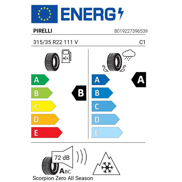 Eticheta Energetica Anvelope  315 35 R22 Pirelli Scorpion Zero  