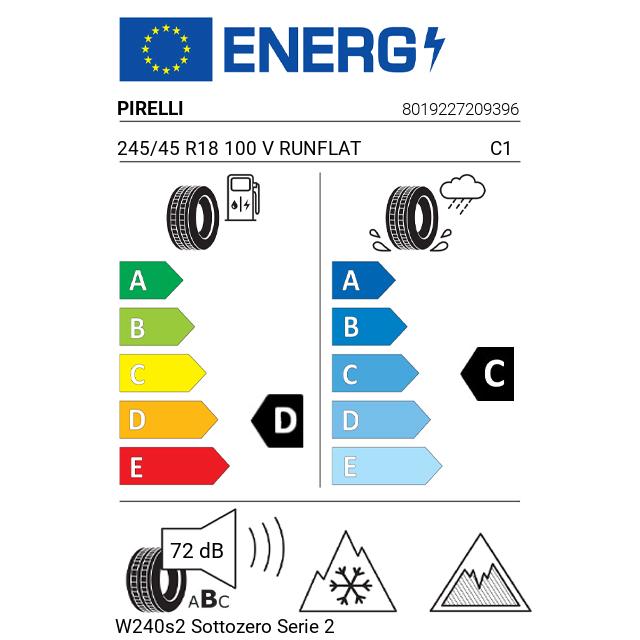 Eticheta Energetica Anvelope  245 45 R18 Pirelli W240s2 Sottozero Serie 2 