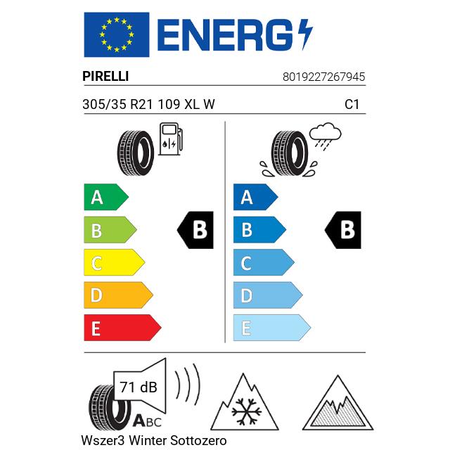 Eticheta Energetica Anvelope  305 35 R21 Pirelli Wszer3 Winter Sottozero 3 
