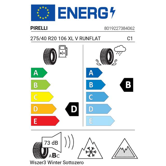 Eticheta Energetica Anvelope  275 40 R20 Pirelli Wszer3 Winter Sottozero 3 