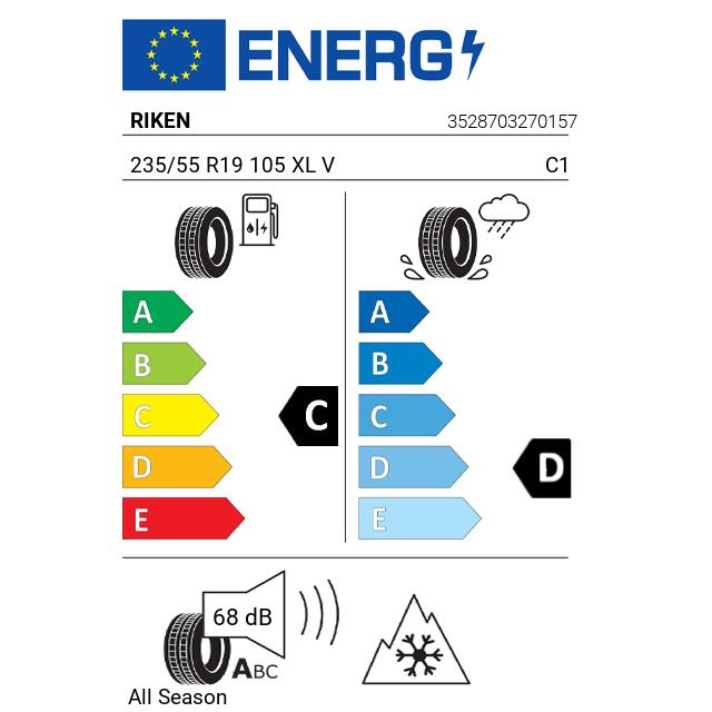 Eticheta Energetica Anvelope  235 55 R19 Riken  