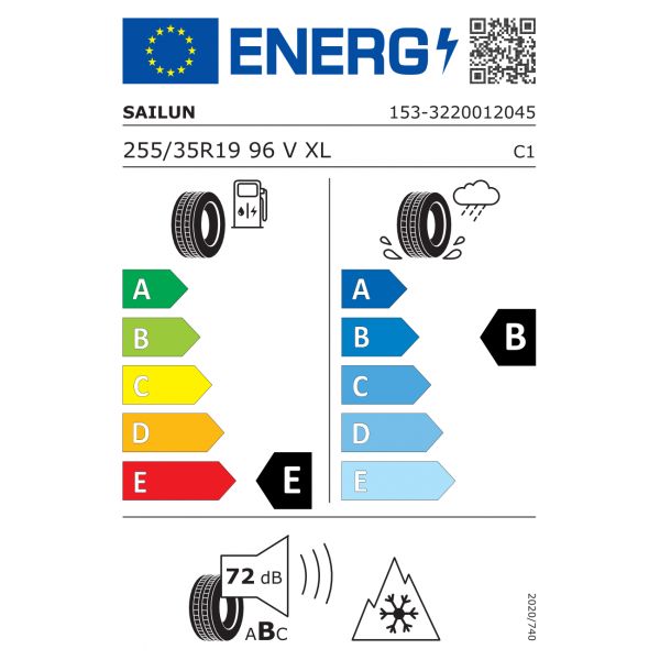 Eticheta Energetica Anvelope  255 35 R19 Sailun Ice Blazer Alpine Evo 1 