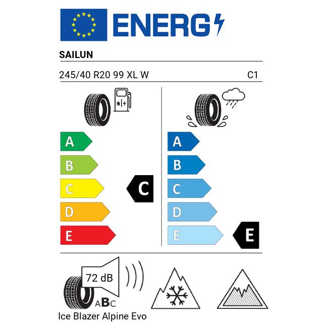 Eticheta Energetica Anvelope  245 40 R20 Sailun Ice Blazer Alpine Evo 